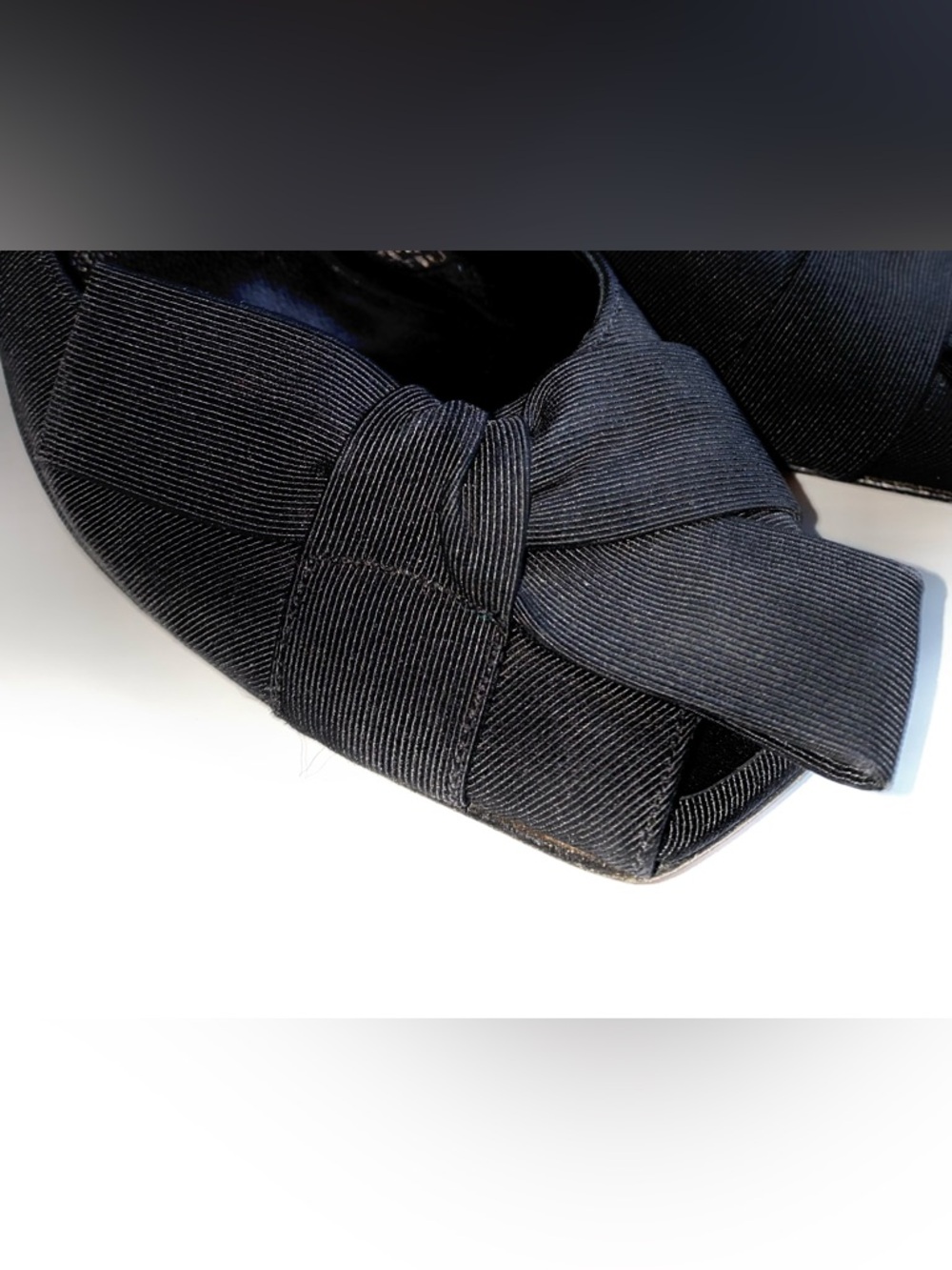 Classic Black Slingback Peep-Toe Heels with Front Bow - Picture 8 of 8